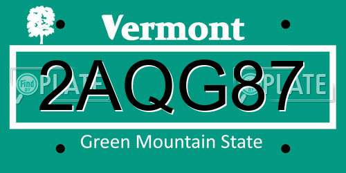 2AQG87 Vermont License Plate