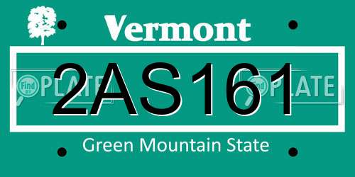 2AS161 Vermont License Plate
