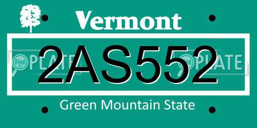 2AS552 Vermont License Plate