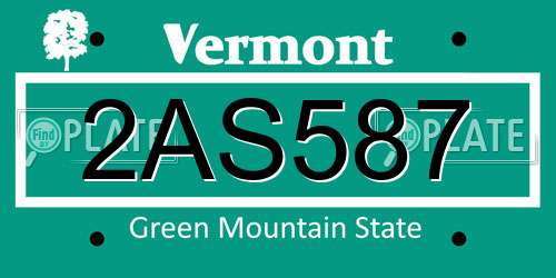2AS587 Vermont License Plate