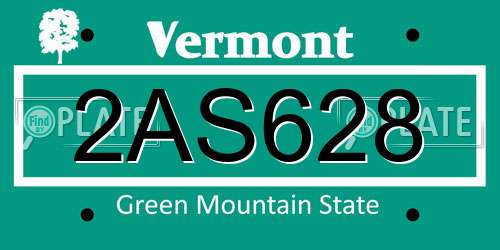 2AS628 Vermont License Plate