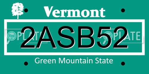 2ASB52 Vermont License Plate