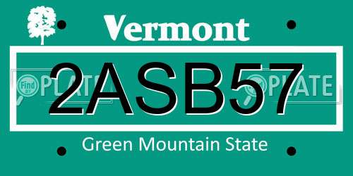 2ASB57 Vermont License Plate