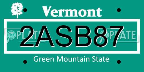 2ASB87 Vermont License Plate