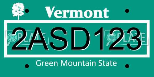 2ASD123 Vermont License Plate