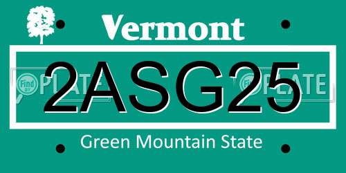 2ASG25 Vermont License Plate