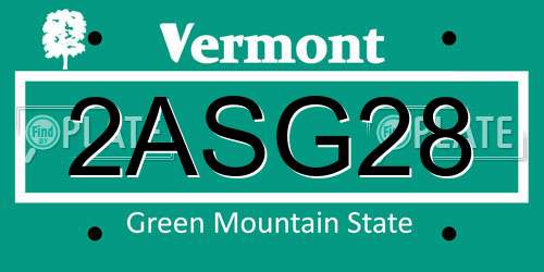 2ASG28 Vermont License Plate