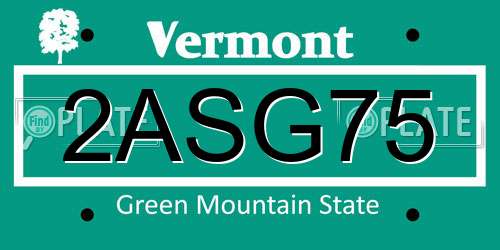 2ASG75 Vermont License Plate