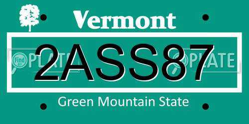 2ASS87 Vermont License Plate