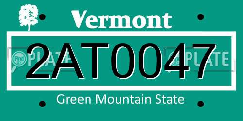 2AT0047 Vermont License Plate
