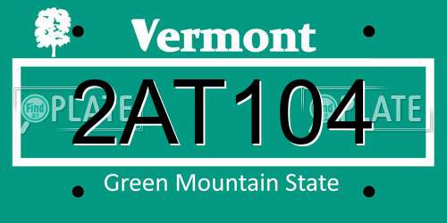 2AT104 Vermont License Plate