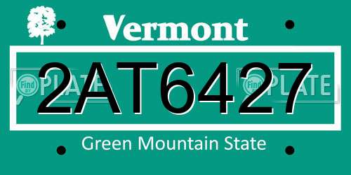 2AT6427 Vermont License Plate