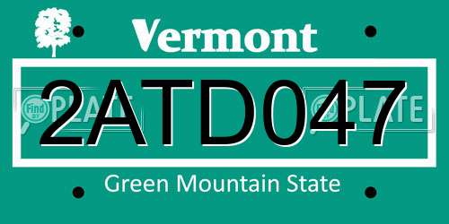 2ATD047 Vermont License Plate