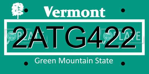 2ATG422 Vermont License Plate
