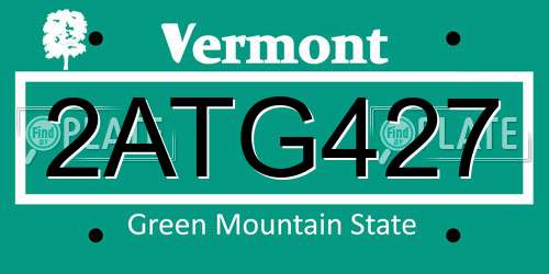 2ATG427 Vermont License Plate