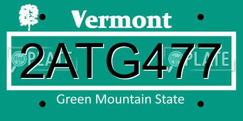2ATG477 Vermont License Plate