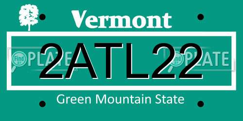 2ATL22 Vermont License Plate