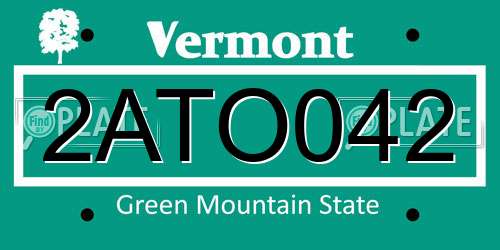 2ATO042 Vermont License Plate