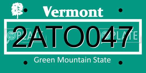2ATO047 Vermont License Plate