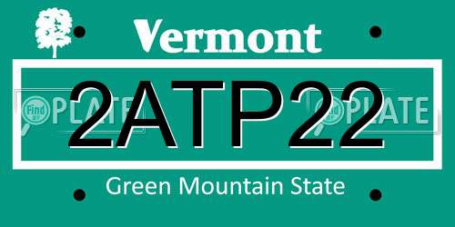 2ATP22 Vermont License Plate