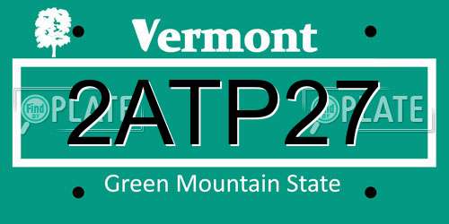 2ATP27 Vermont License Plate
