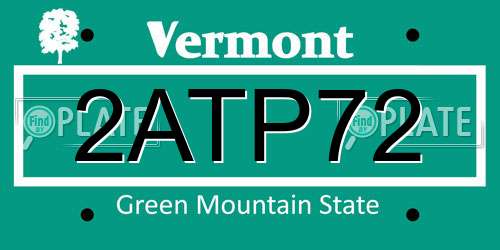 2ATP72 Vermont License Plate
