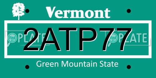 2ATP77 Vermont License Plate
