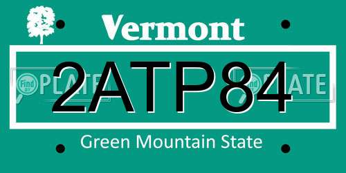 2ATP84 Vermont License Plate