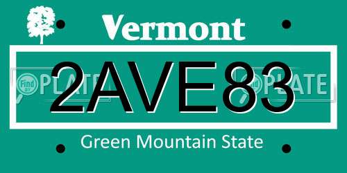2AVE83 Vermont License Plate