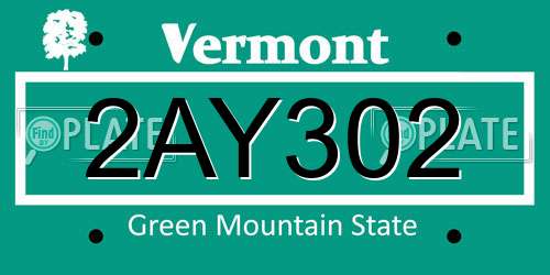 2AY302 Vermont License Plate