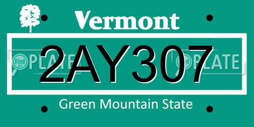 2AY307 Vermont License Plate