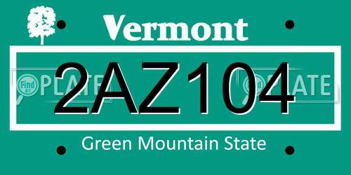 2AZ104 Vermont License Plate