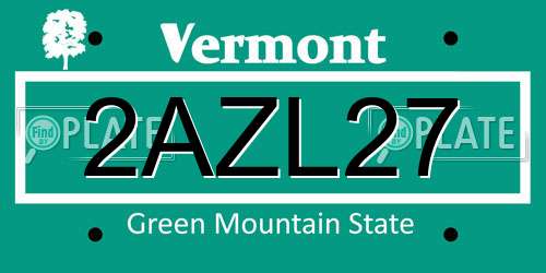 2AZL27 Vermont License Plate