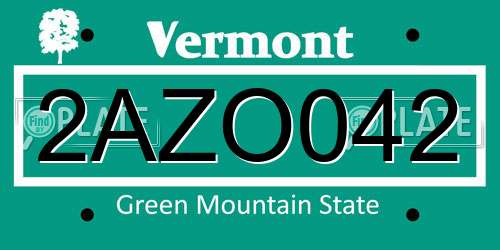 2AZO042 Vermont License Plate