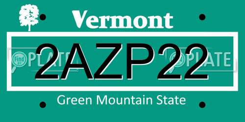 2AZP22 Vermont License Plate