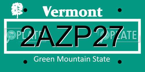 2AZP27 Vermont License Plate