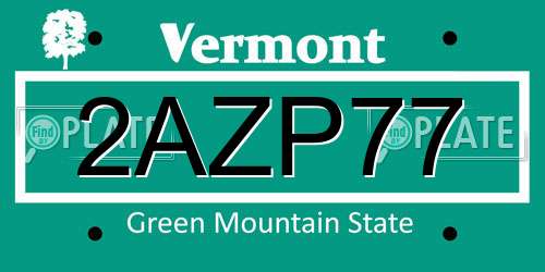 2AZP77 Vermont License Plate