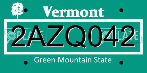 2AZQ042 Vermont License Plate