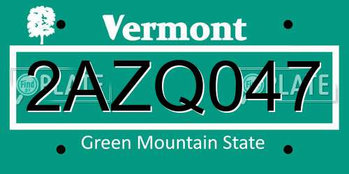 2AZQ047 Vermont License Plate