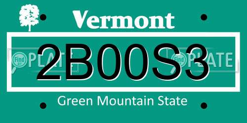 2B00S3 Vermont License Plate
