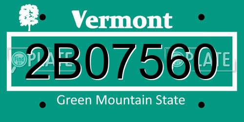 2B07560 Vermont License Plate
