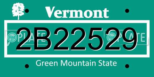 2B22529 Vermont License Plate