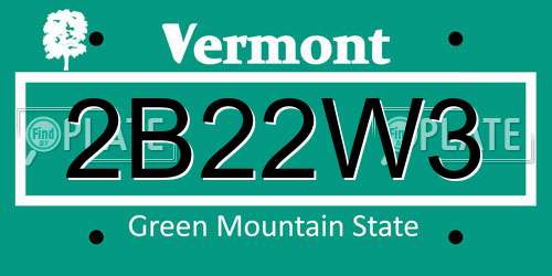 2B22W3 Vermont License Plate