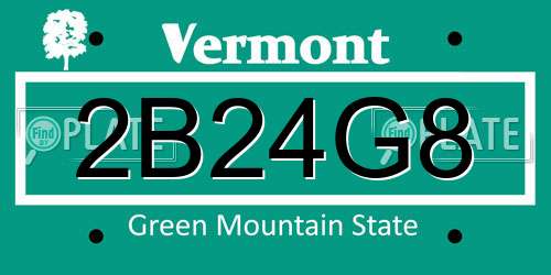 2B24G8 Vermont License Plate