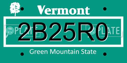2B25R0 Vermont License Plate