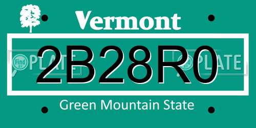 2B28R0 Vermont License Plate
