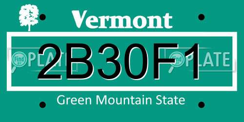 2B30F1 Vermont License Plate