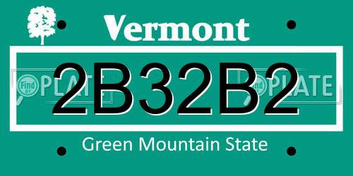 2B32B2 Vermont License Plate