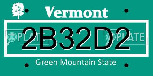 2B32D2 Vermont License Plate