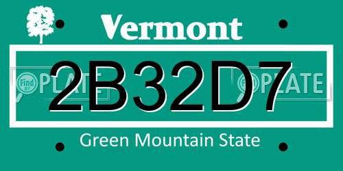 2B32D7 Vermont License Plate